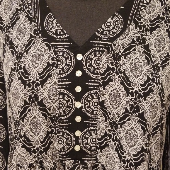 KNOX ROSE Black and White Printed Size S Blouse - Picture 4 of 6